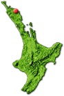 North Island map showing Paihia